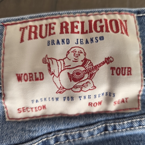 True Religion Men's Ricky Straight Jeans SZ 30 Red Stitch Buddha Patch - Picture 13 of 14